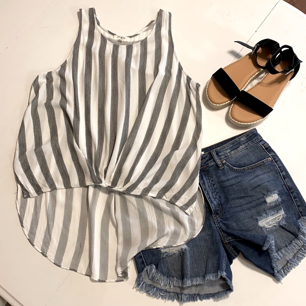 Umgee Striped Knotted Top